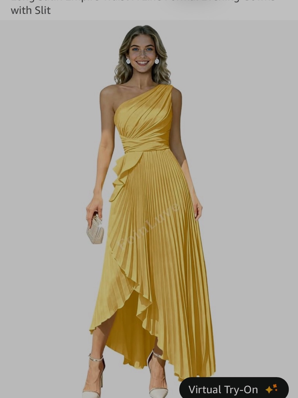 One-Shoulder Pleated Yellow Evening Dress